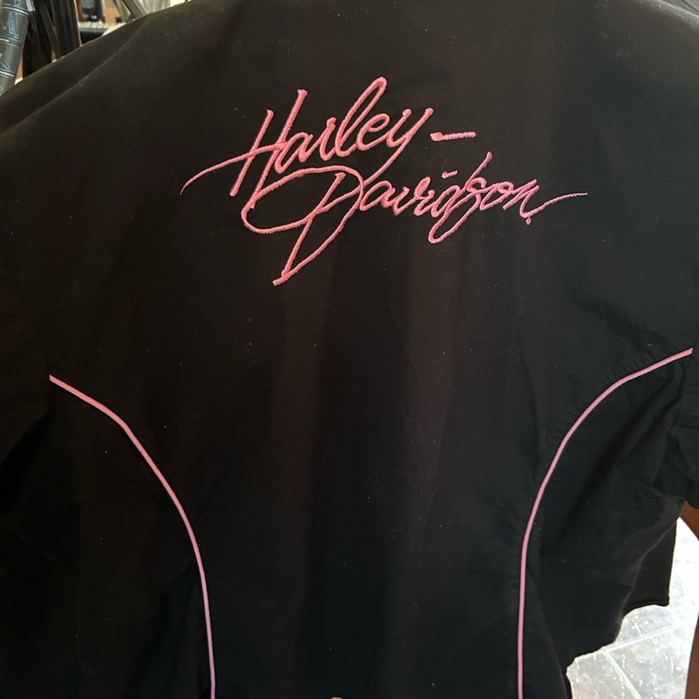 Harley-Davidson Women's Black Leather Jacket with Pink Details